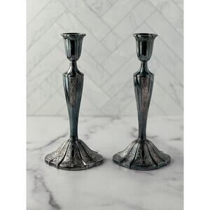 Vintage Pair of Silver Candleholders, Made by Towle